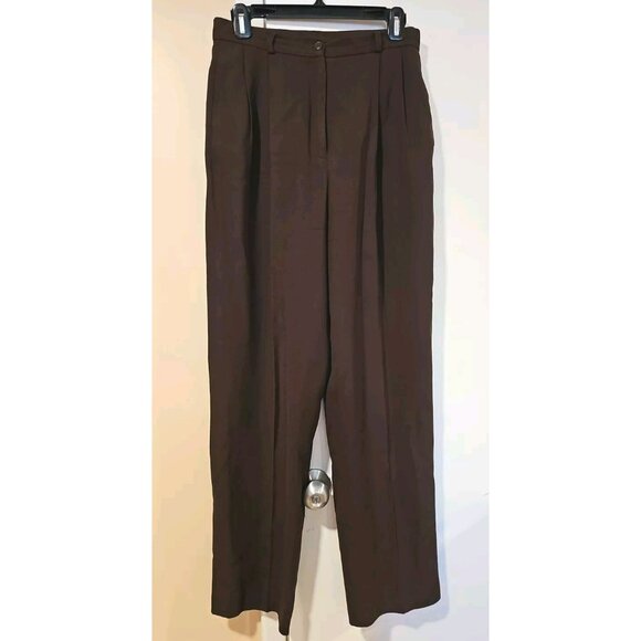 Vtg Anne Klein Women 2 Pc Wool Pant Suit Sz 10 Brown Blazer Jacket Dress Pants - Picture 8 of 16